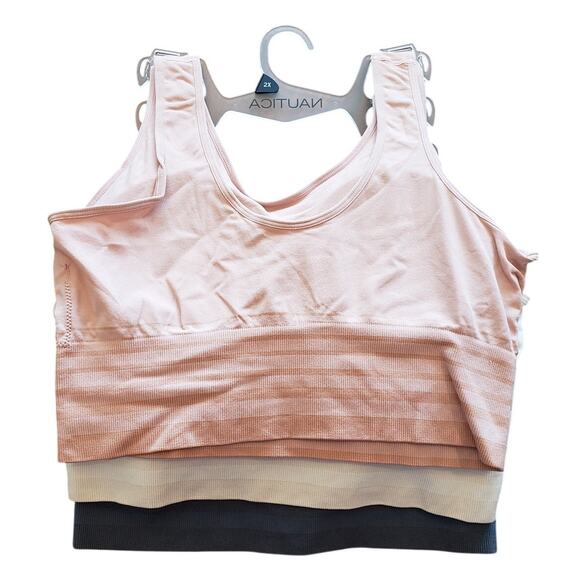 Nautica NWT T-Shirt Bras 3 pack Super Soft Removable Pads‎ Long line 2X - Picture 2 of 7